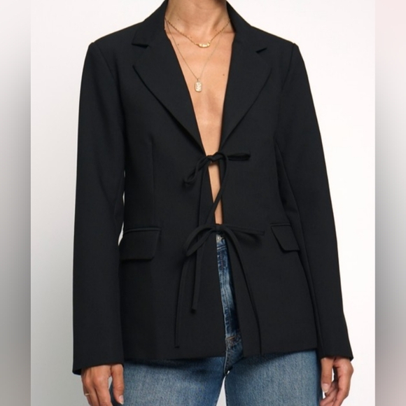 Tie Front Blazer - Picture 1 of 2